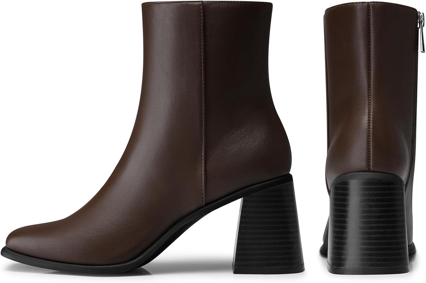 Women Heel Ankle Boots: 2.91 In Chunky Heels, Fashion Square Toe Short Boots, Fall Winter Booties for Night out, Office, Company, Business, Weekend, Trip, Vacation