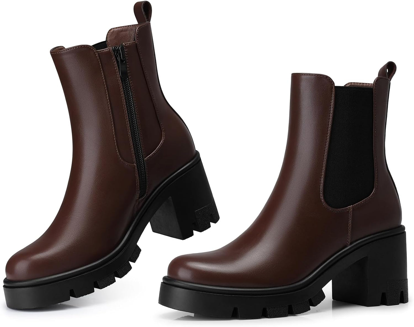 Women Chelsea Ankle Boots: 2.91 In Chunky Heels, Fashion Platform Short Boots, Fall Winter Booties for Night out, Work, Office, Company, Business, Weekend, Trip, Vacation, Travel