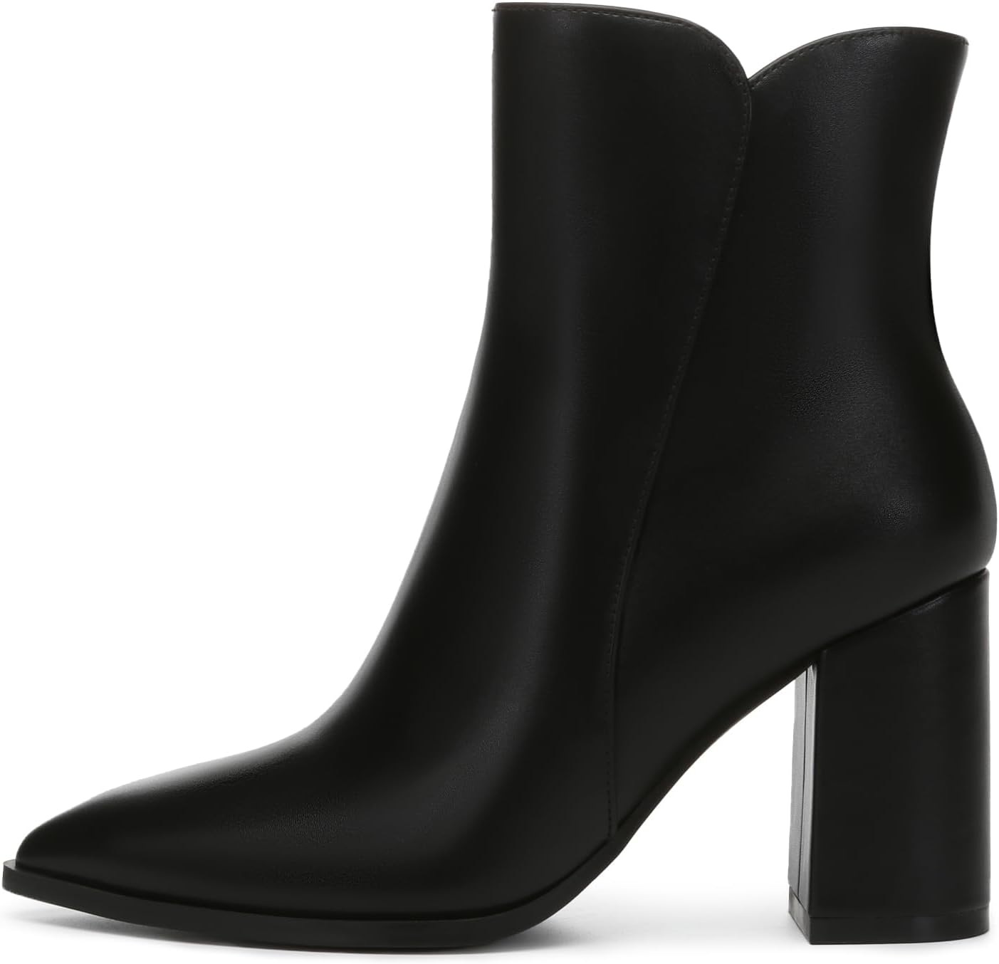 Women's Heeled Ankle Boots Fashion Pointed Toe Chunky Block Heel Side Zipper Short Booties