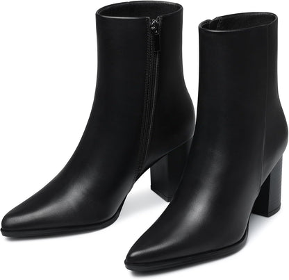 Women Heel Ankle Boots: 3.2 In Chunky Heels, Fashion Pointed Toe Short Boots, Fall Winter Booties for Night out, Office, Business, Weekend, Vacation
