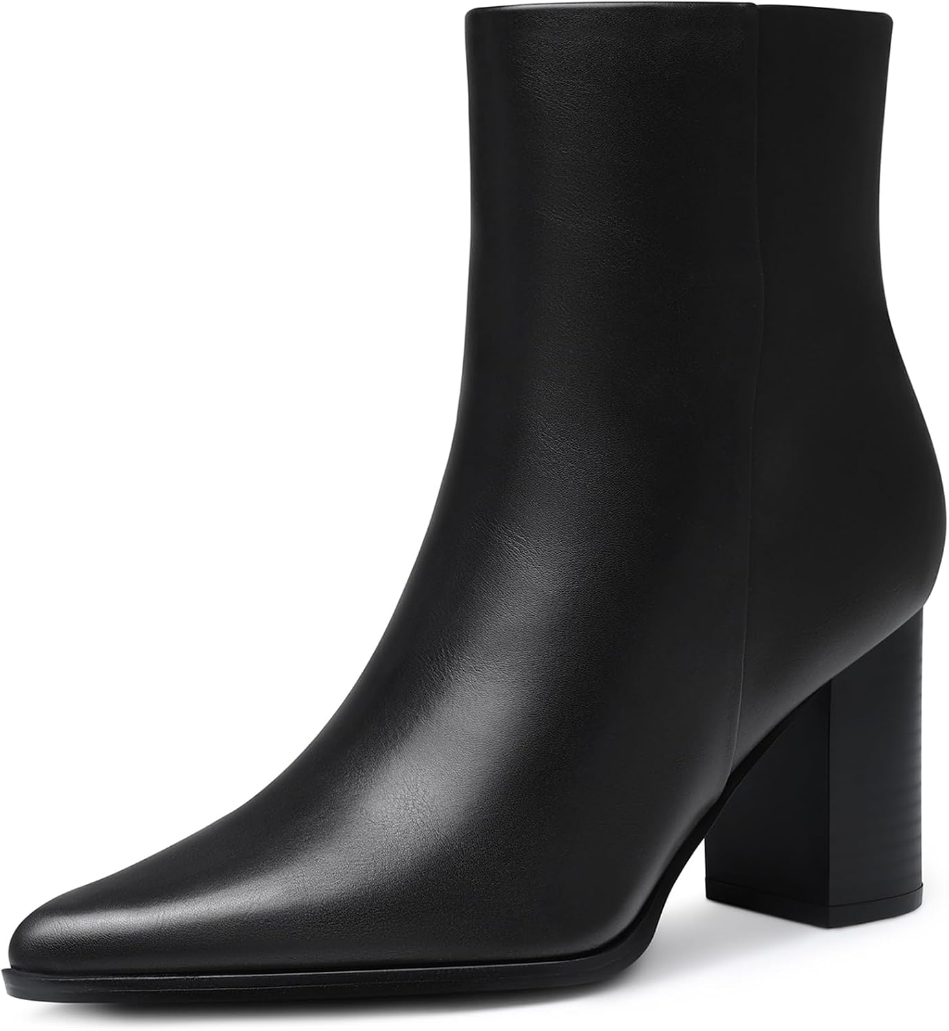 Women Heel Ankle Boots: 3.2 In Chunky Heels, Fashion Pointed Toe Short Boots, Fall Winter Booties for Night out, Office, Business, Weekend, Vacation