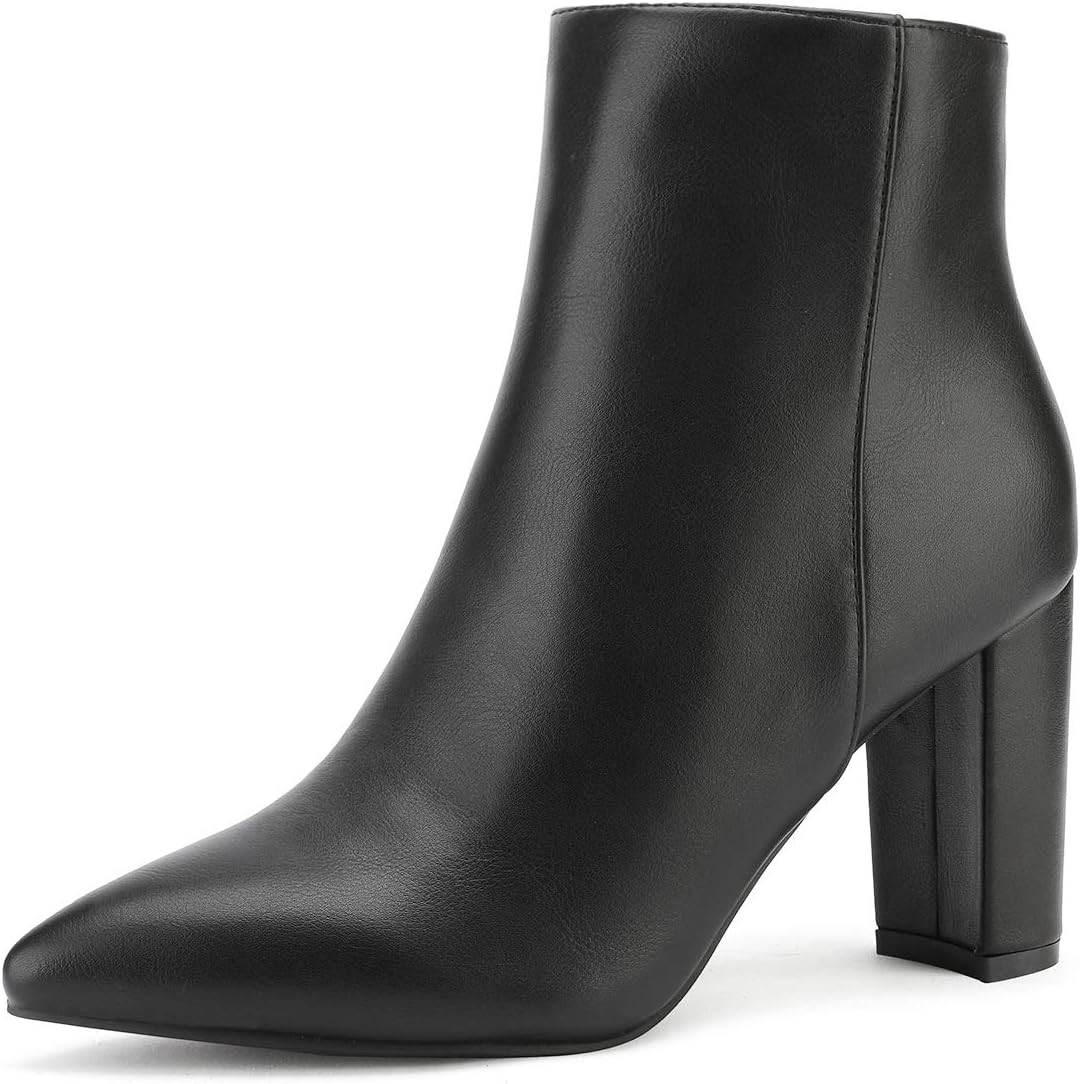 Women's Chunky Heel Ankle Booties Pointed Toe Short Boots