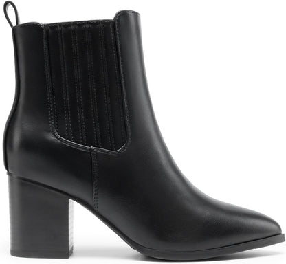 Women's Ankle Boots Pointed Toe Chunky Block Heel Ankle Bootie Fall Short Booties Shoes