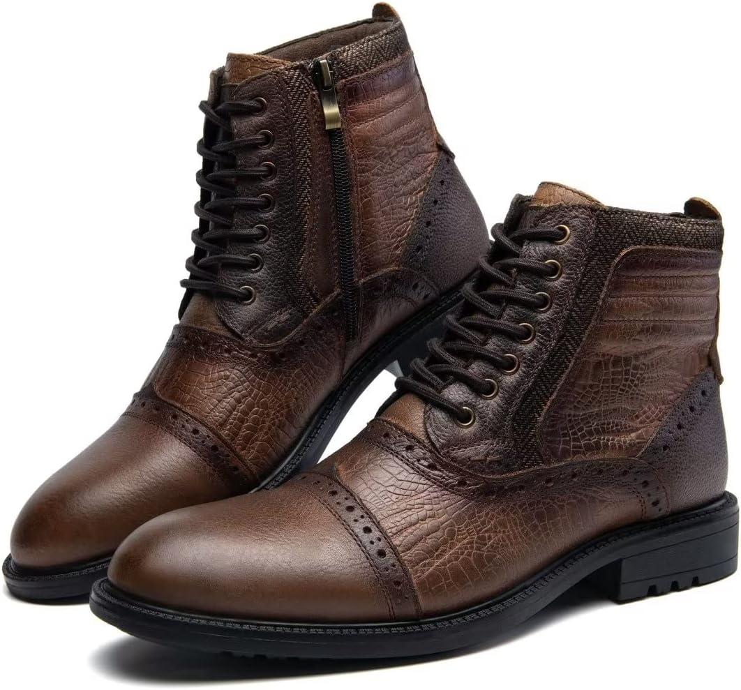 Men's Chelsea Boots, Stylish and Comfort Leather  Ankle Boots with Zipper