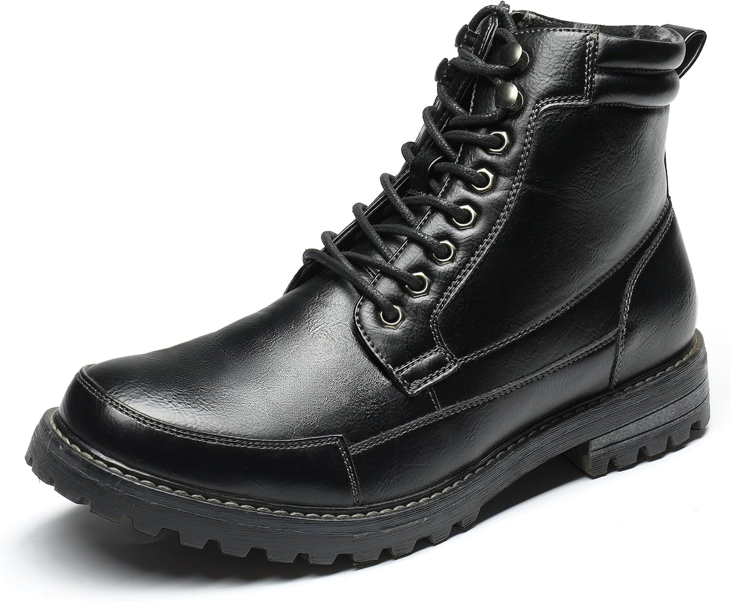 Men's Motorcycle Combat Oxford Boot Fur Lining Warm Zipper Boots