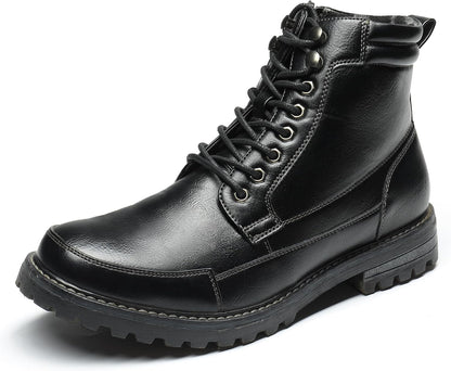 Men's Motorcycle Combat Oxford Boot Fur Lining Warm Zipper Boots