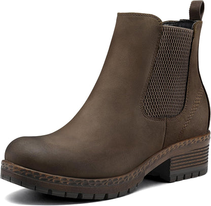Women's Chelsea Ankle Boots Side Zipper Chunky Block Low Heel Booties Lug Sole Short Boots