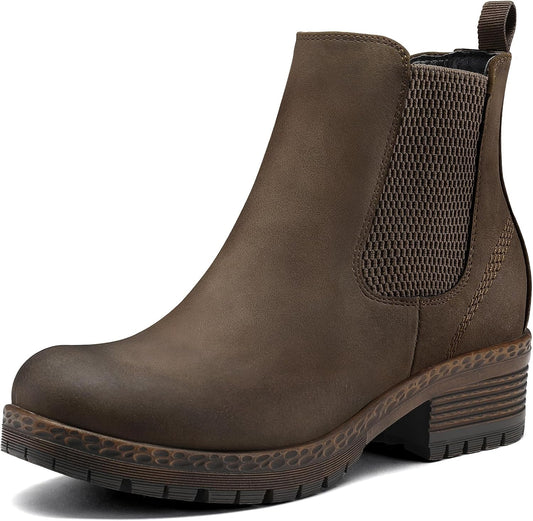 Women's Chelsea Ankle Boots Side Zipper Chunky Block Low Heel Booties Lug Sole Short Boots