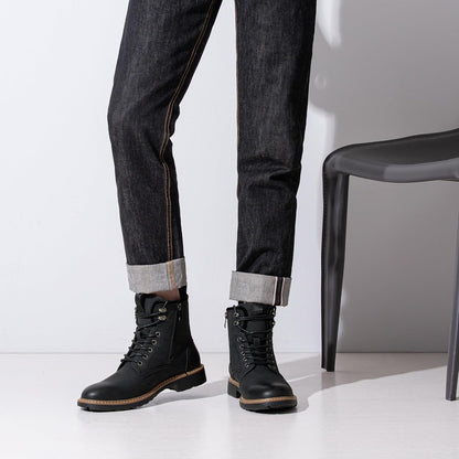 Boots for Men Casual Waterproof Men's Boots Retro Lace Up Motorcycle Boots