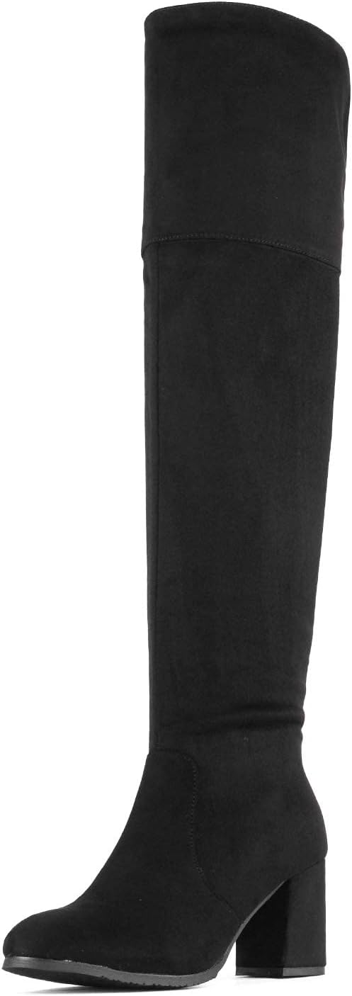 Women's Thigh High Block Heel Over The Knee Boots