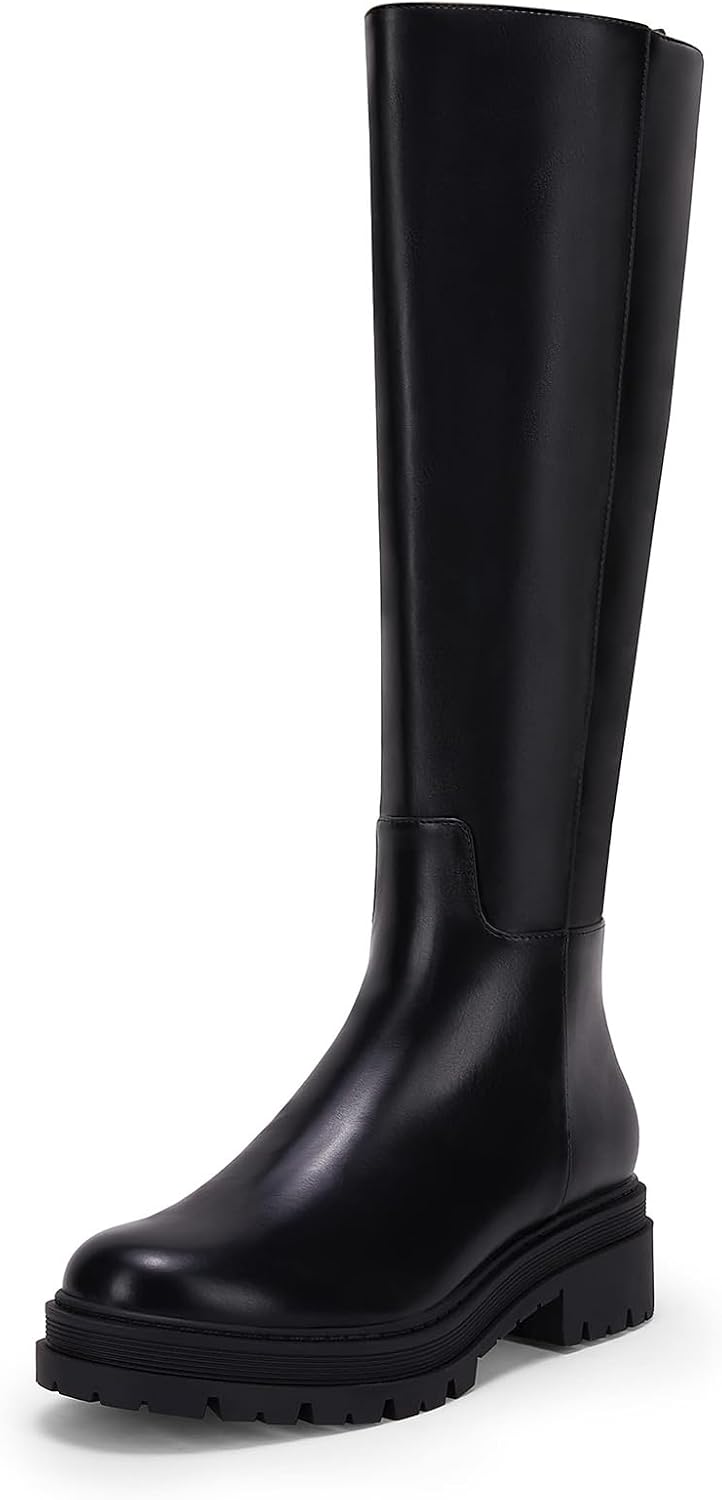 Women's Knee High Platform Boots Chunky Block Heel Side Zipper Fall Boots Winter Riding Boots