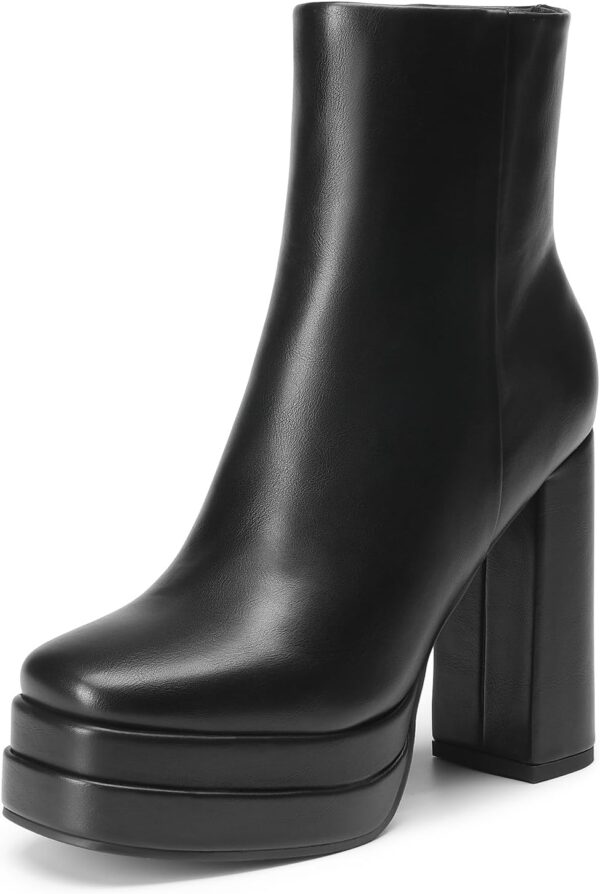 Women's Platform Ankle Boots High Chunky Heels Square Toe Comfort Party Dress Booties Shoes for Women