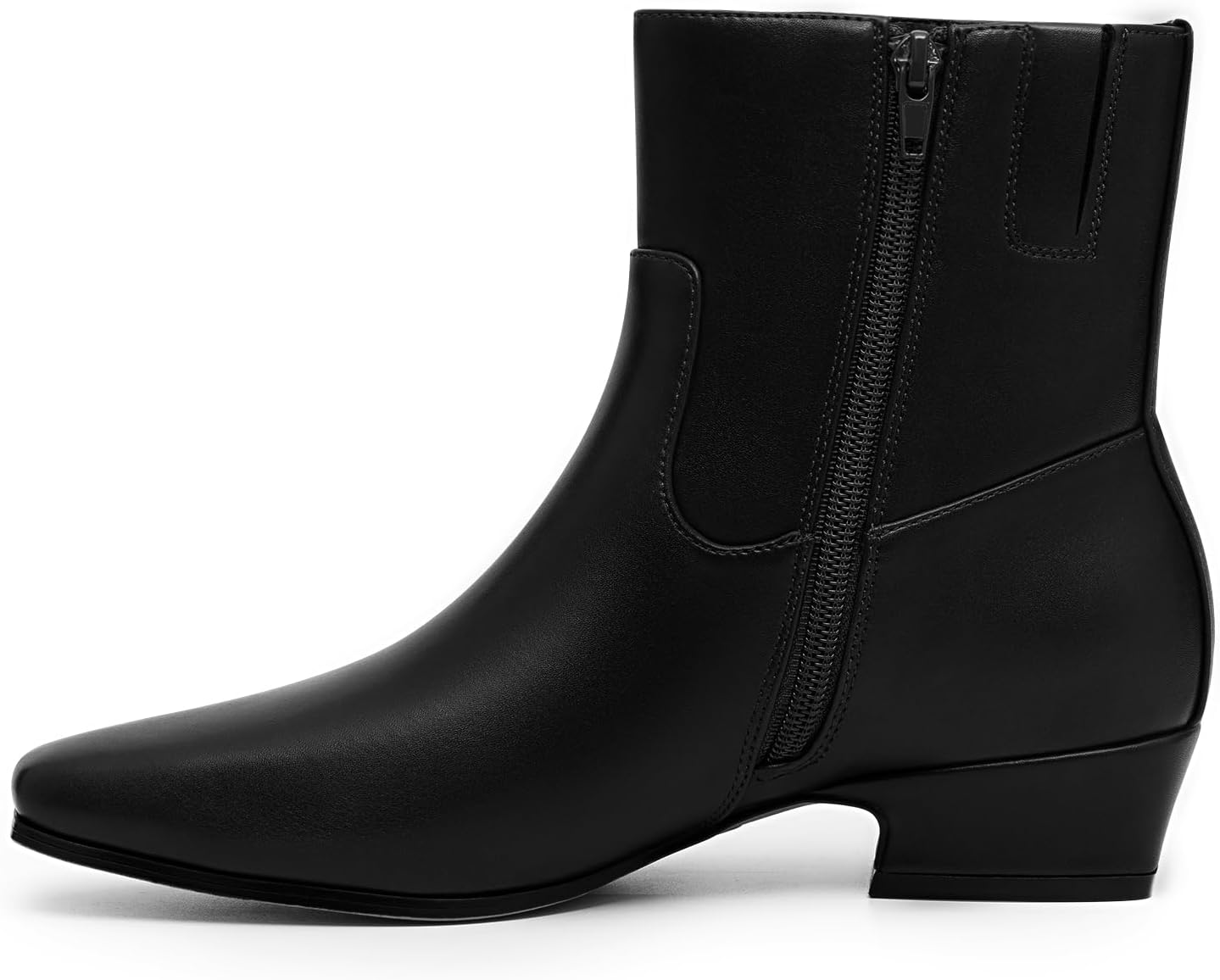 Women's Chunky Low Heel Ankle Boots Fashion Square Toe Side Zipper Short Booties - Image 2