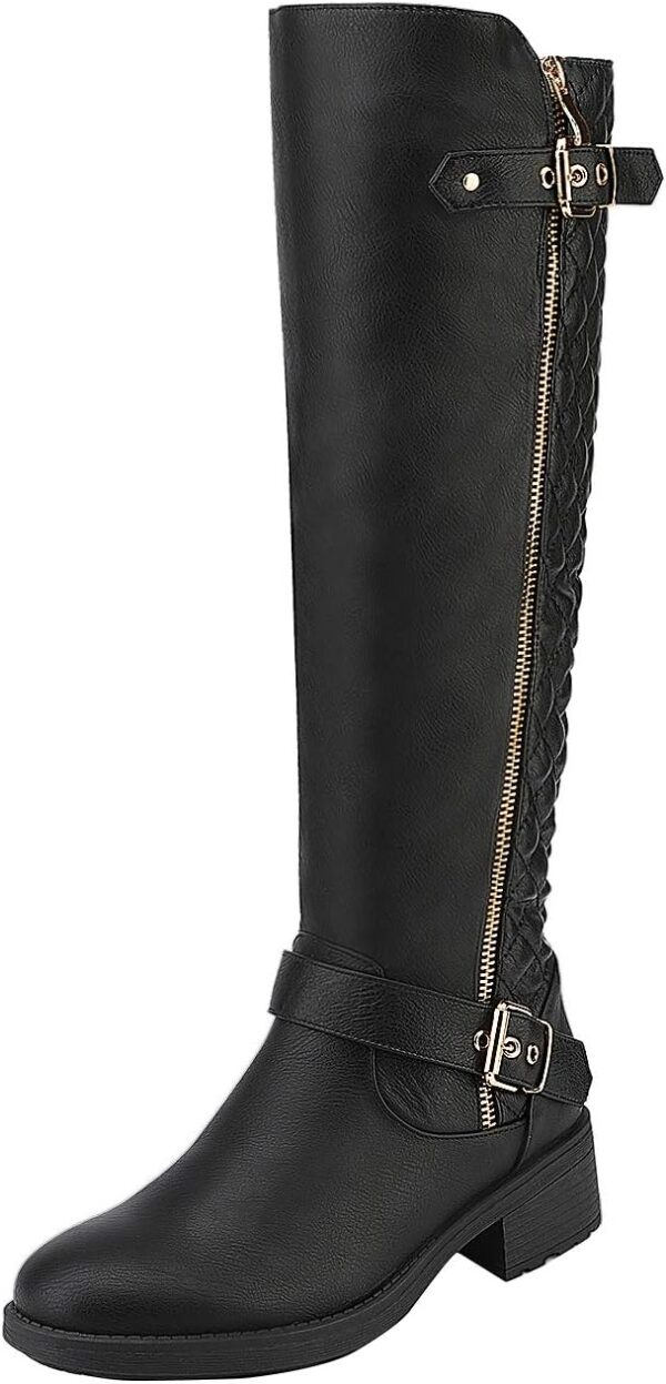 Women's Knee High Boots Wide Calf Low Heel Riding Boots Fall Tall Boots for Women