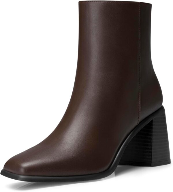Women Heel Ankle Boots: 2.91 In Chunky Heels, Fashion Square Toe Short Boots,  Fall Winter Booties for Night out, Office, Company, Business, Weekend, Trip, Vacation