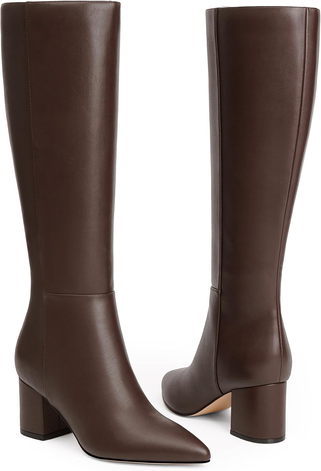 Knee High Boots for Women Chunky Heel Pointed Toe Boots Side Zipper Long Boots - Image 2