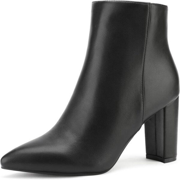 Women's Chunky Heel Ankle Booties Pointed Toe Short Boots