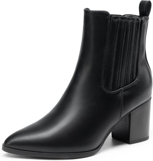 Women's Ankle Boots Pointed Toe Chunky Block Heel Ankle Bootie Fall Short Booties Shoes