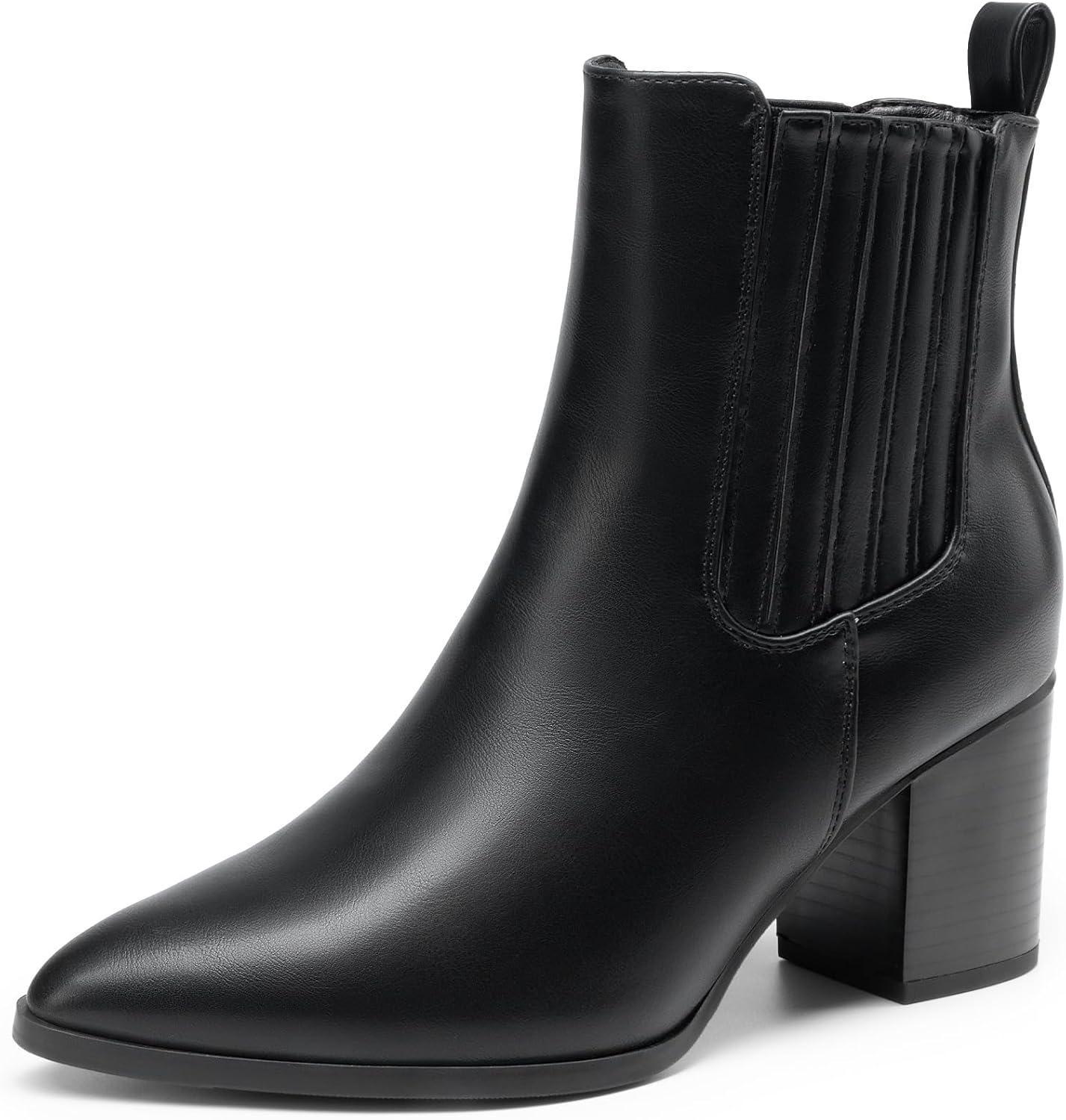 Women's Ankle Boots Pointed Toe Chunky Block Heel Ankle Bootie Fall Short Booties Shoes