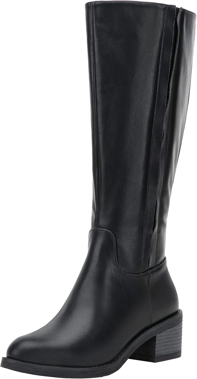 Women's 9661 Knee High Boots, Riding High Boots with Inner Zipper and Side Hidden Elastic Band