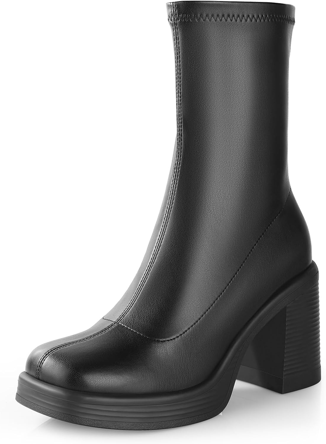 Platform Ankle Boots for Women Chunky High Heels Side Zipper Boots Comfort Women's Party Dress Booties Shoes