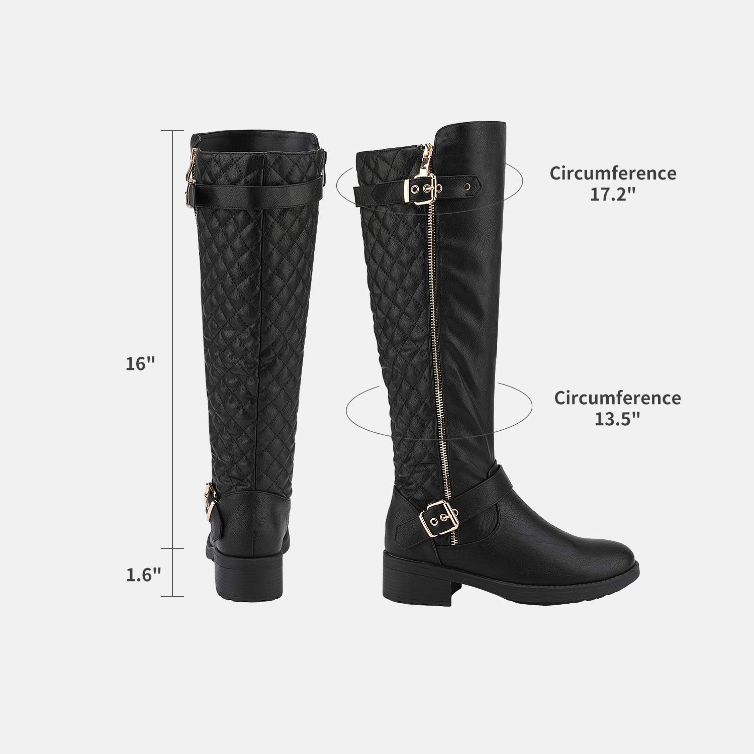 Women's Knee High Boots Wide Calf Low Heel Riding Boots Fall Tall Boots for Women - Image 2