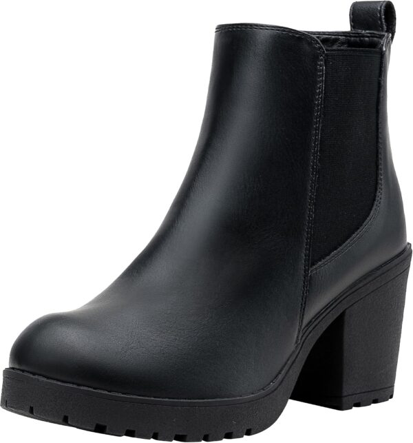 Women’s Ankle Chunky Heeled Boots Platform Chelsea Retro Short 999 Booties with Zipper